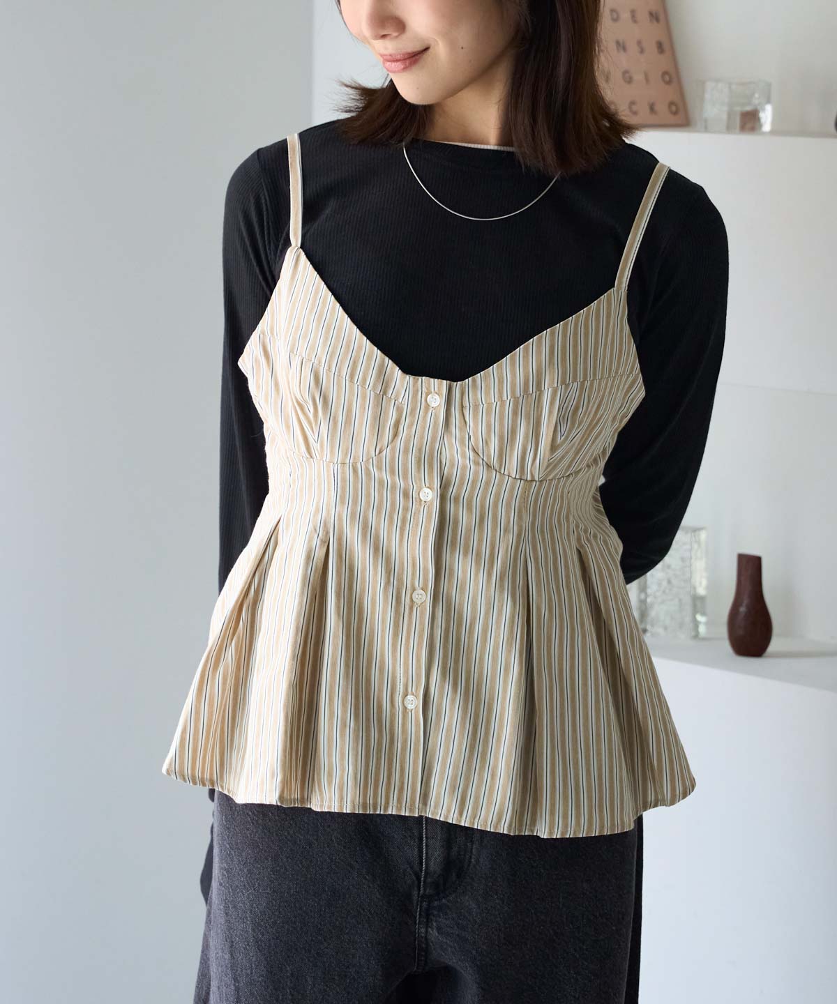 ペプラムストライプビスチェ