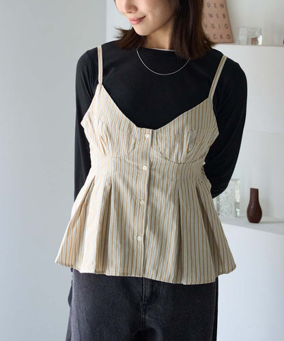 ペプラムストライプビスチェ