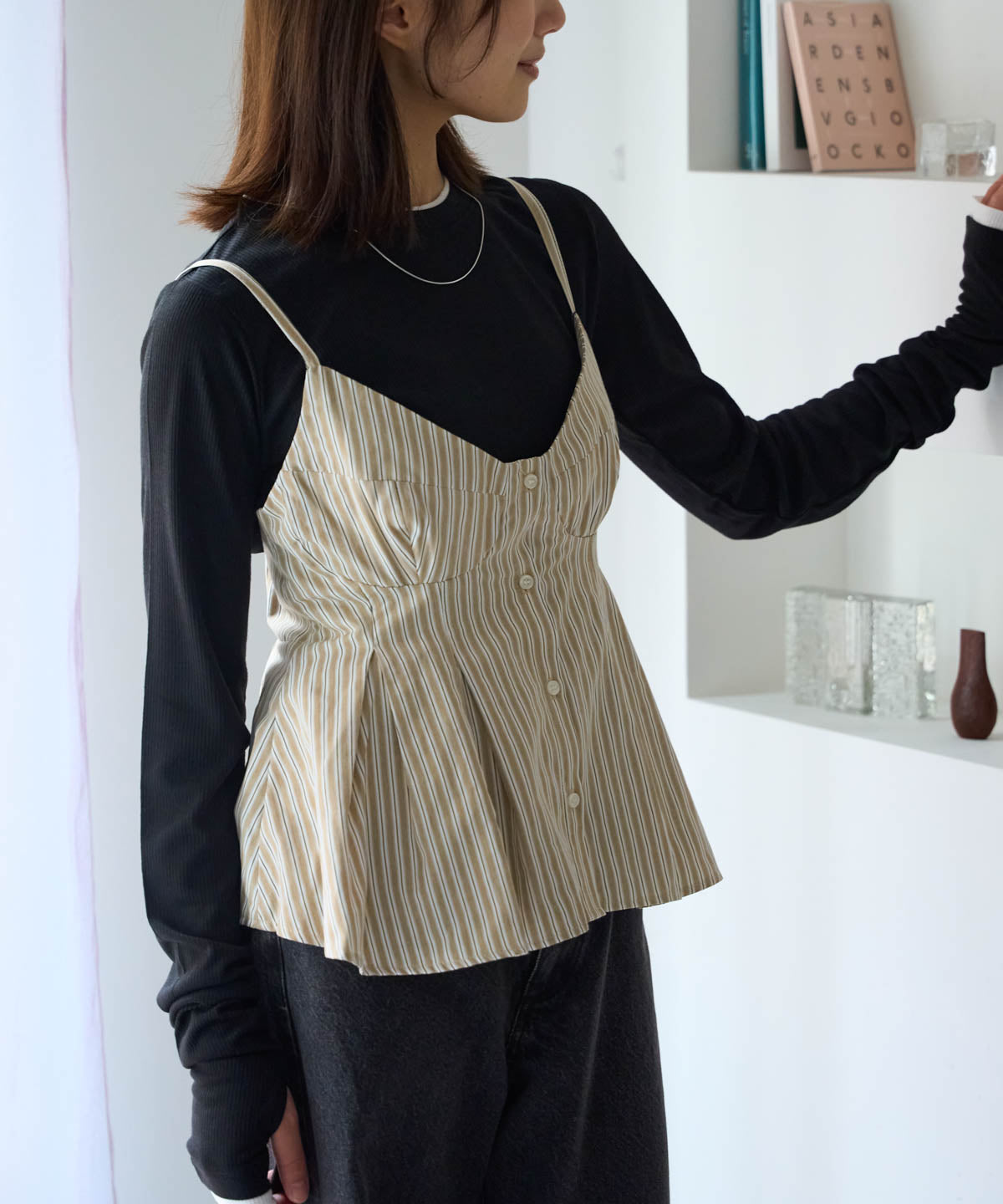 ペプラムストライプビスチェ