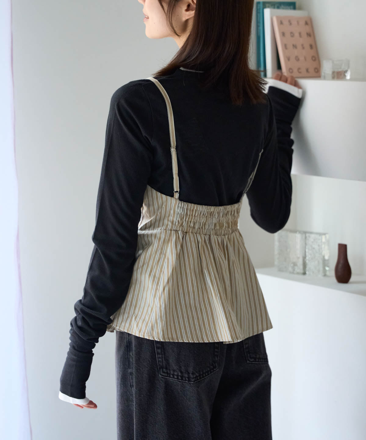 ペプラムストライプビスチェ