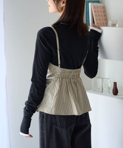 ペプラムストライプビスチェ