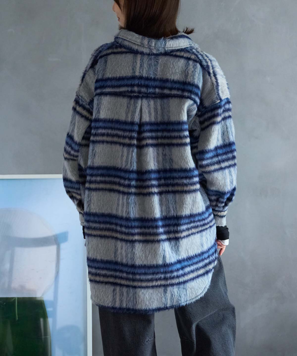 シャギーチェックシャツジャケット