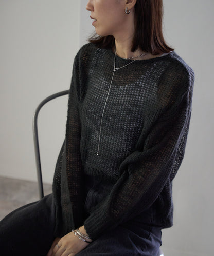 シアーモヘアタッチロングニットプルオーバー