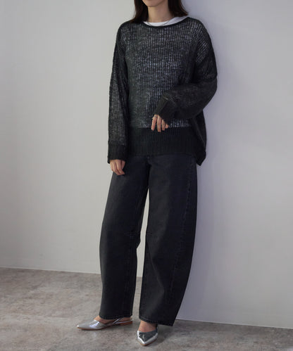 シアーモヘアタッチロングニットプルオーバー