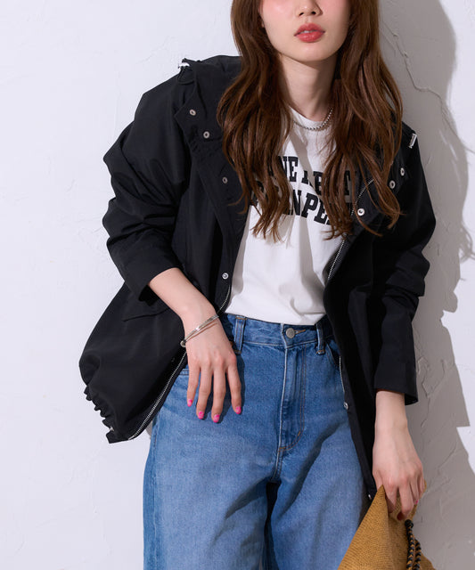 【撥水加工】ミドル丈マウンテンパーカー/フードブルゾン