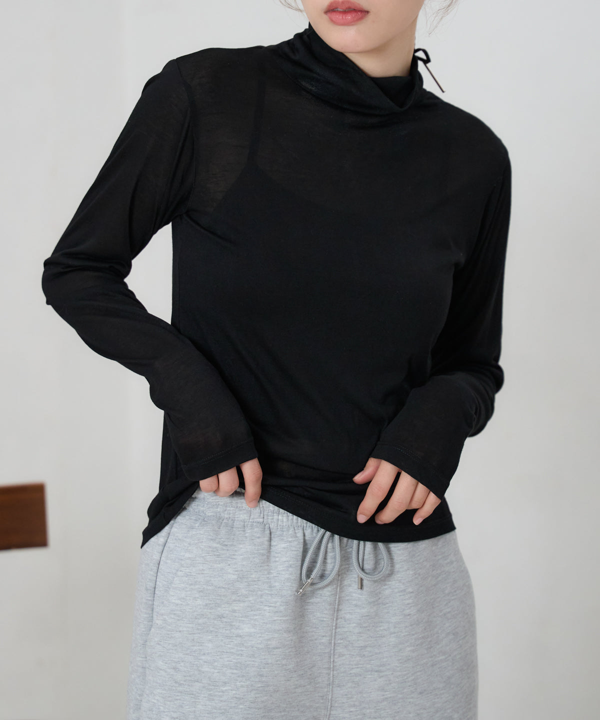 シアーハイネックトップス