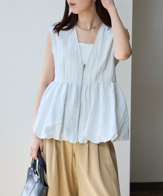 ZIPデザイン バルーンジップベスト/ジレ