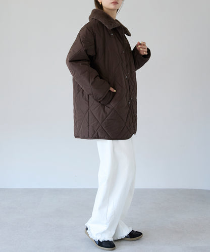 衿ファー付きキルトジャケット