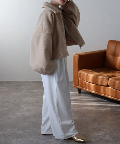 ショート丈 ボリュームスリーブ ボアジャケット