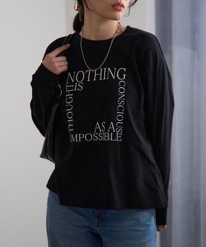 スクエアロゴプリントT/スーパーストレッチ 長袖ロンT