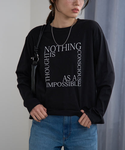 スクエアロゴプリントT/スーパーストレッチ 長袖ロンT