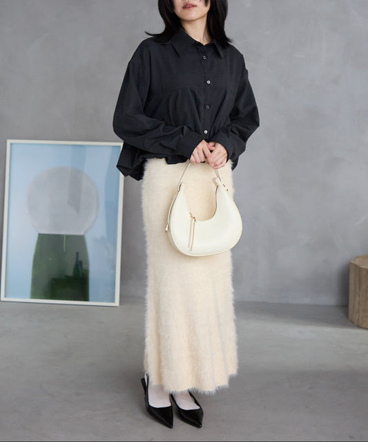 【セットアップ対応】シャギーIラインニットスカート