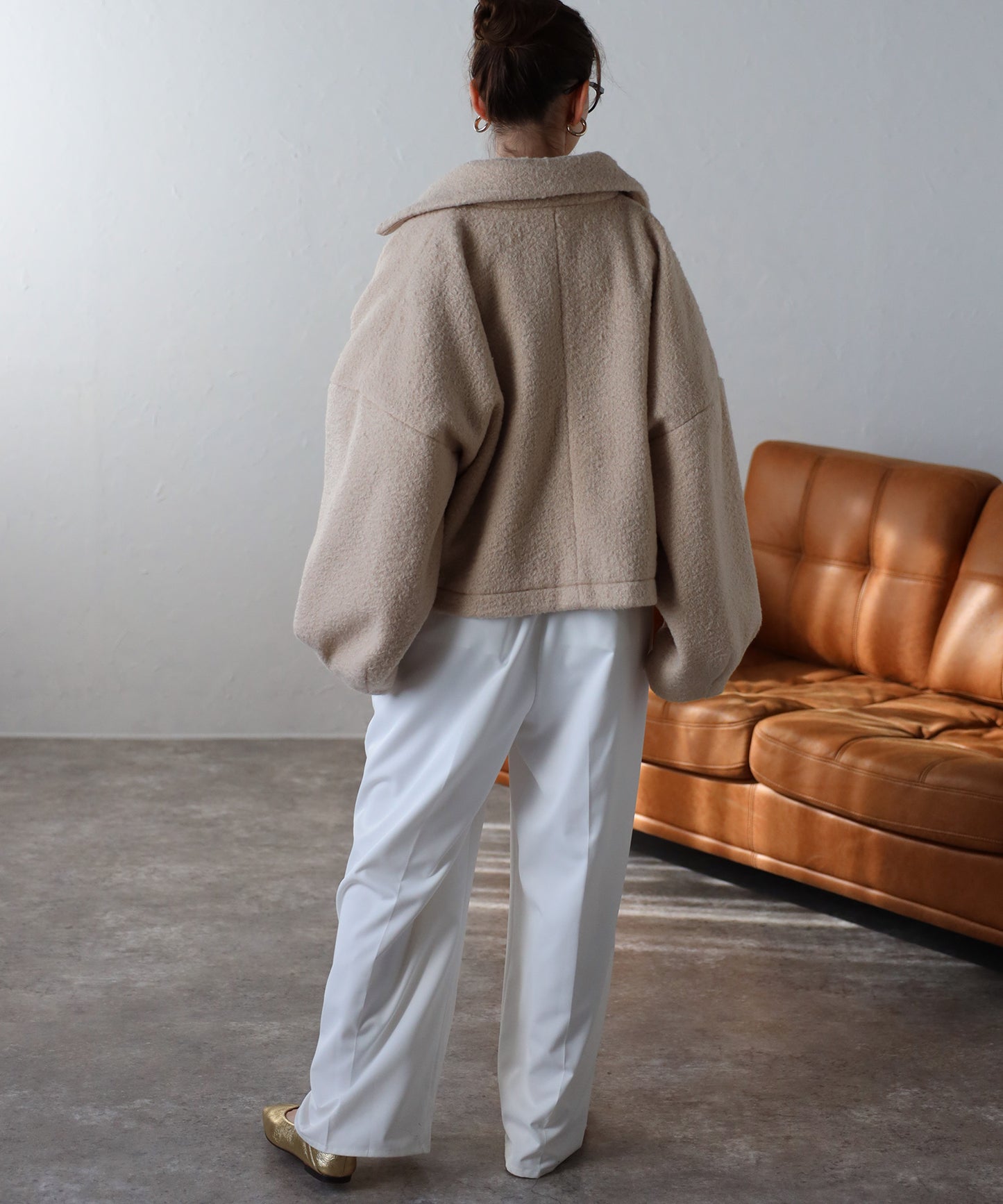 ショート丈 ボリュームスリーブ ボアジャケット