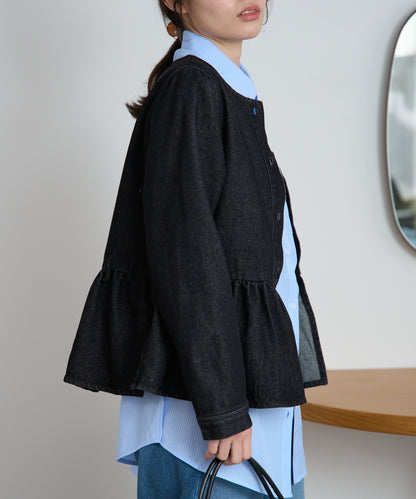 ペプラムデニムジャケット