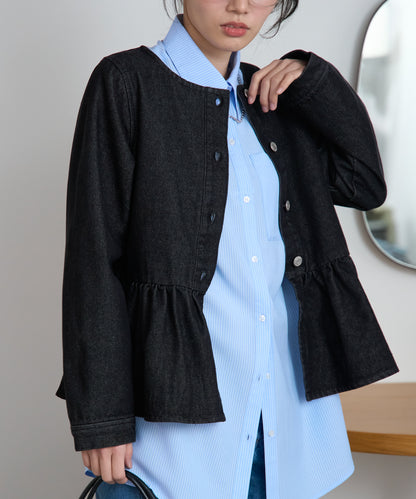 ペプラムデニムジャケット