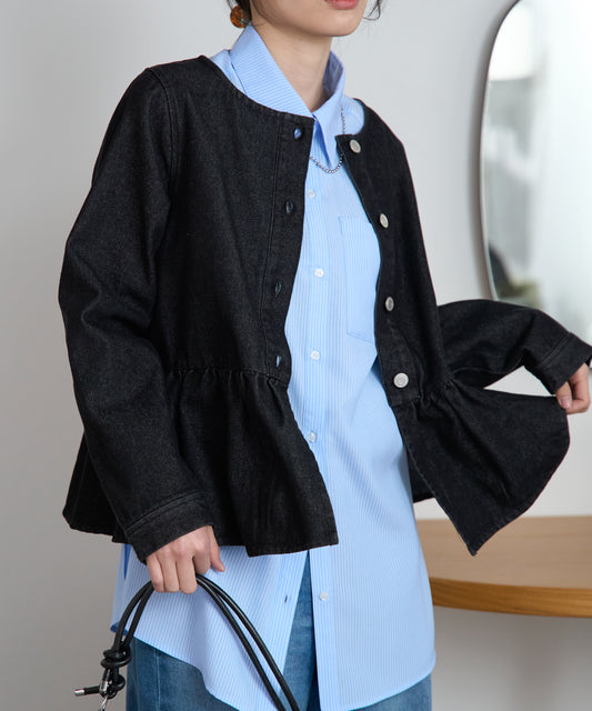 ペプラムデニムジャケット