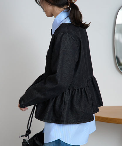 ペプラムデニムジャケット