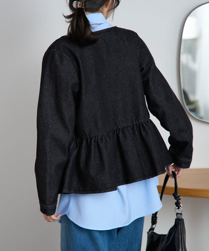 ペプラムデニムジャケット