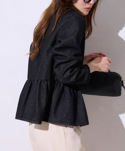 ペプラムデニムジャケット
