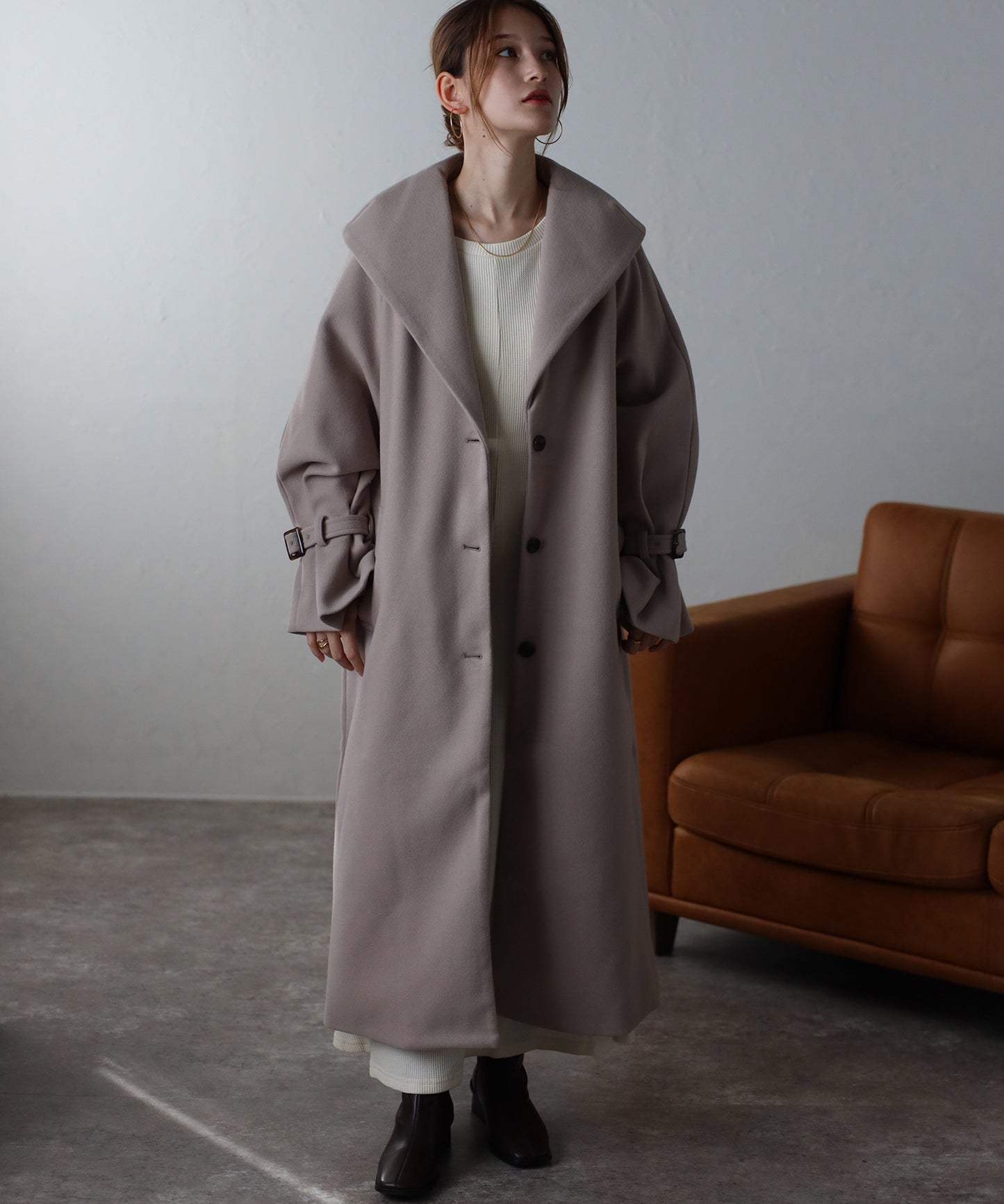 ボリュームタックスリーブコート