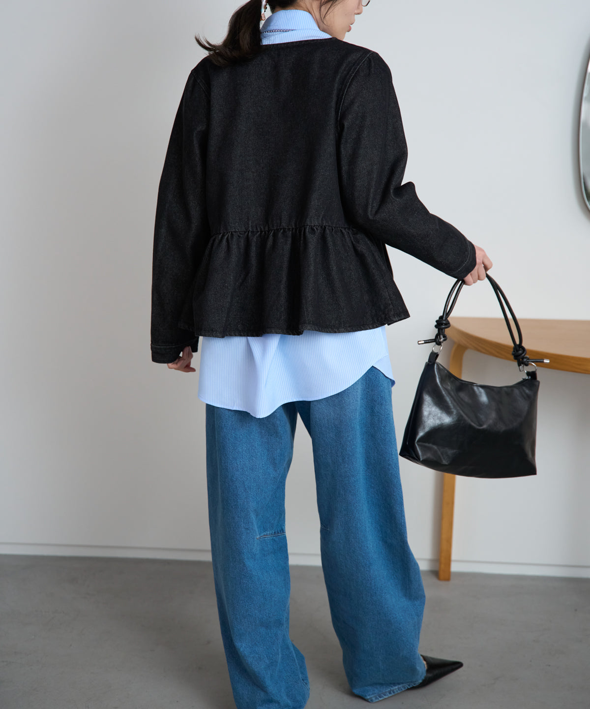 ペプラムデニムジャケット