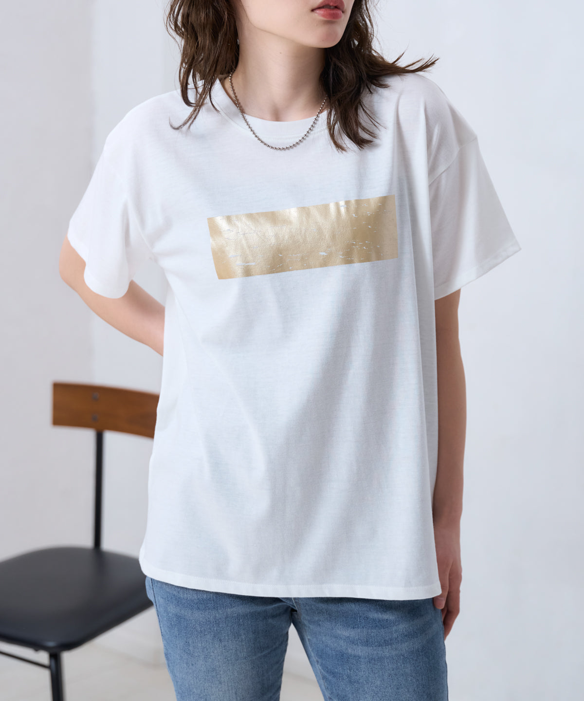 箔プリント半袖Tシャツ