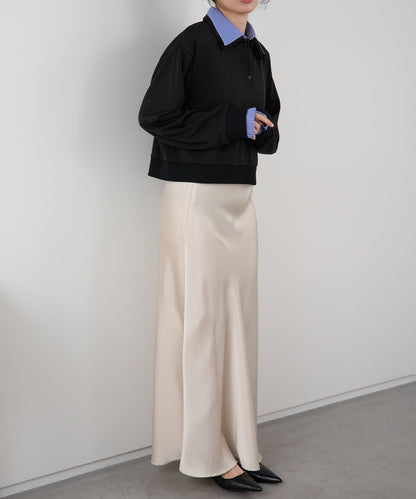 シャツレイヤード風ポンチ長袖プルオーバー