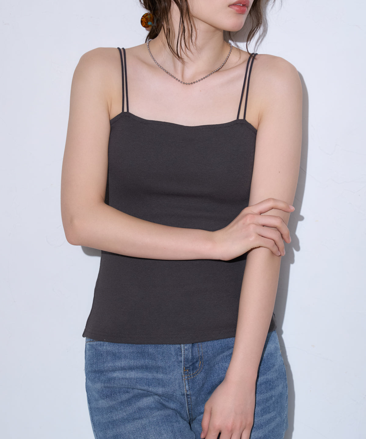 カップ付きダブルストラップキャミソール/ベアトップ
