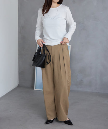 ラメテレコリブ長袖トップス