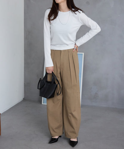 ラメテレコリブ長袖トップス