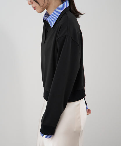 シャツレイヤード風ポンチ長袖プルオーバー