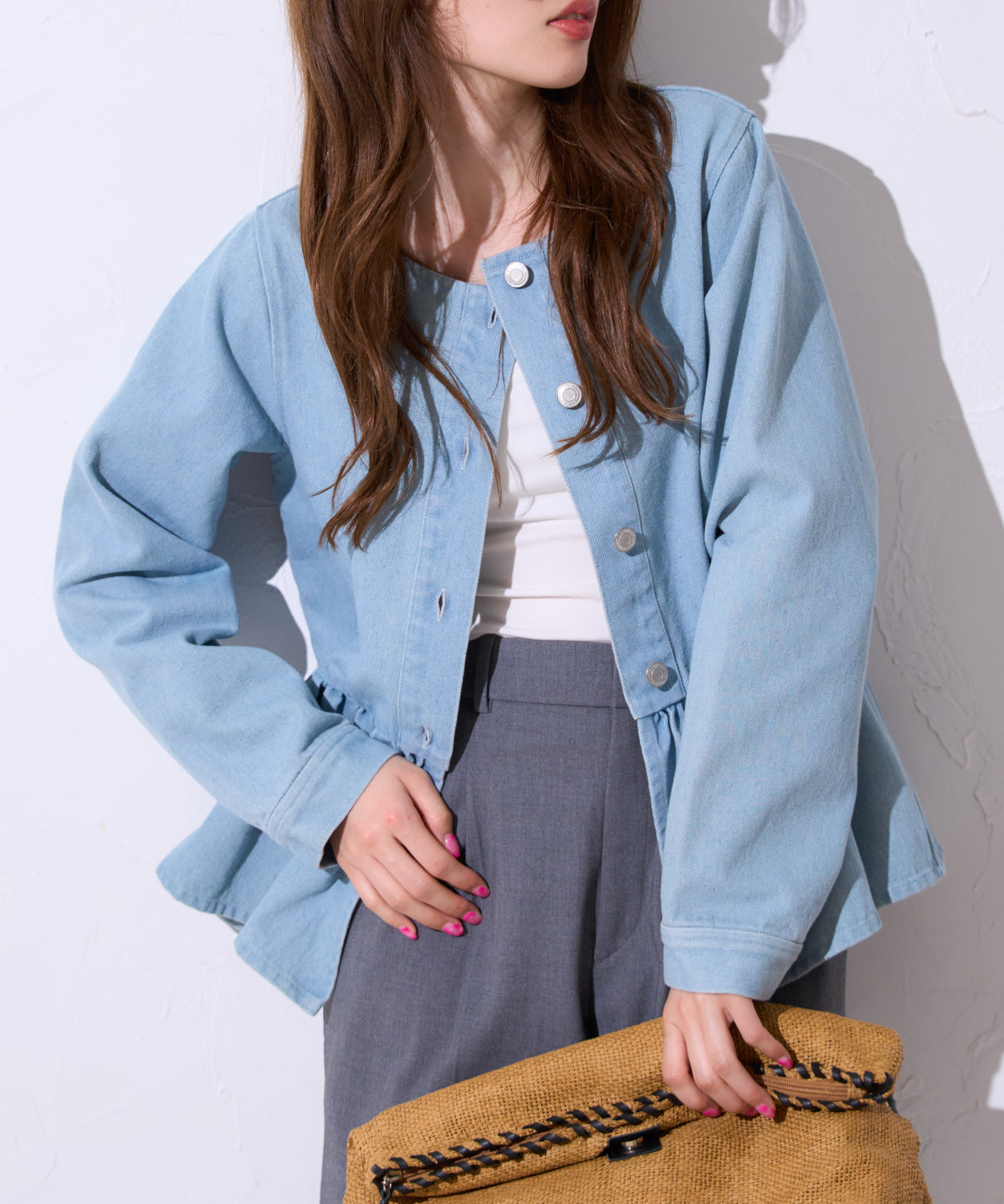 ペプラムデニムジャケット