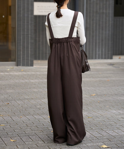ハイウエストタックワイドパンツ/セットアップ