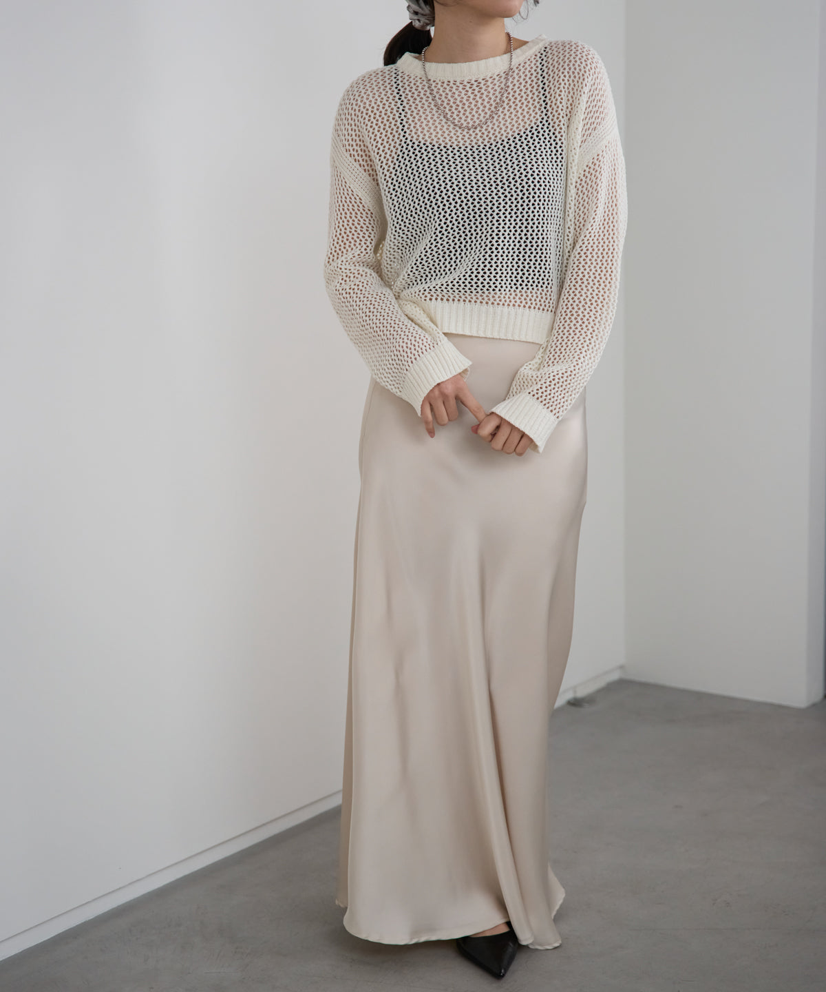 メッシュニットプルオーバー