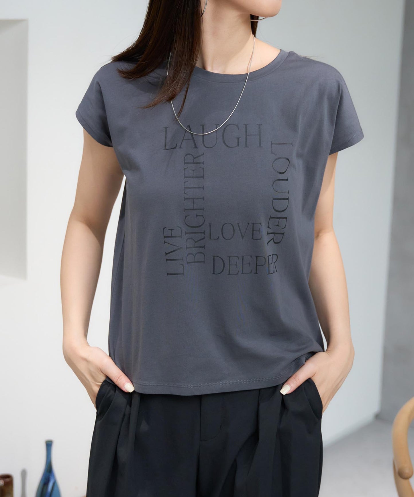 スクエアロゴ フレンチスリーブTシャツ/サイロ コットンTシャツ