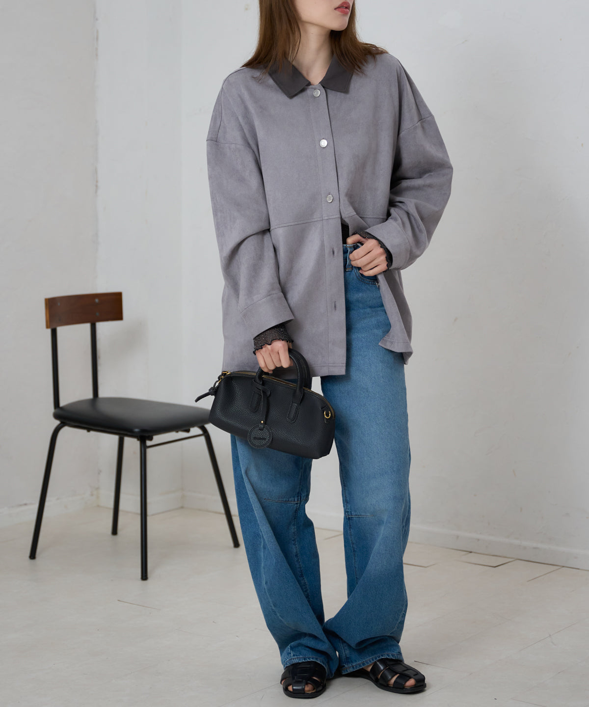 スエードタッチシャツジャケット