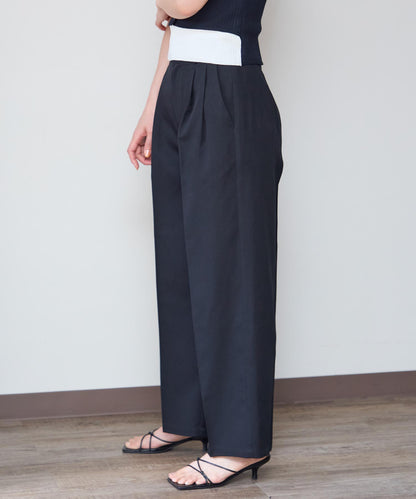 スカーフ付きタックパンツ