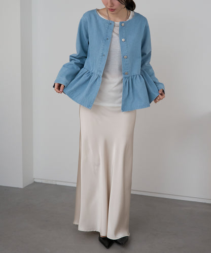 ペプラムデニムジャケット