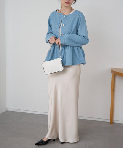 ペプラムデニムジャケット