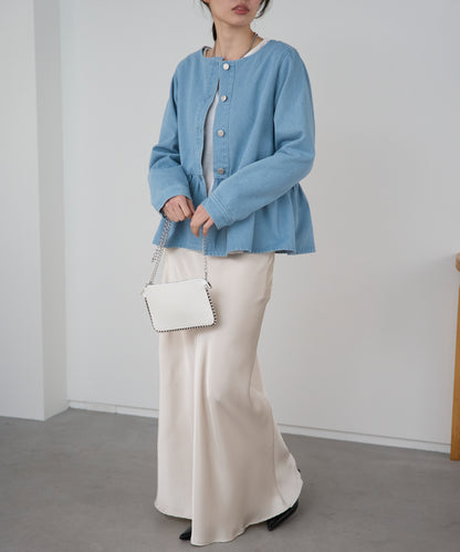 ペプラムデニムジャケット