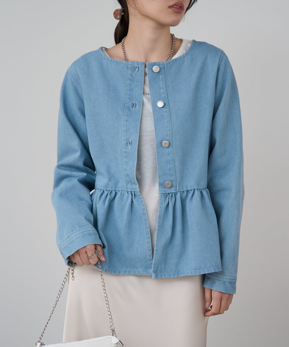 ペプラムデニムジャケット