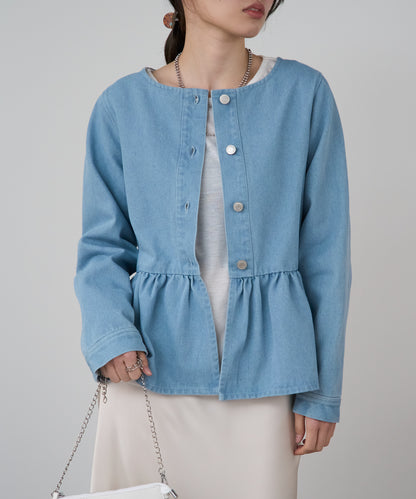 ペプラムデニムジャケット