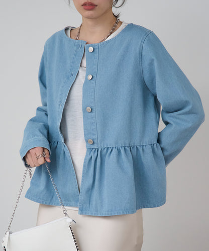 ペプラムデニムジャケット