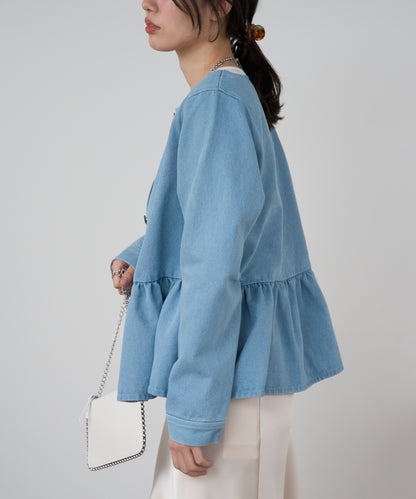 ペプラムデニムジャケット