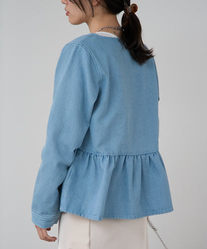 ペプラムデニムジャケット