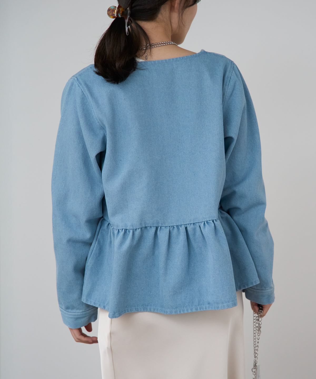 ペプラムデニムジャケット