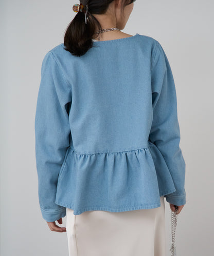 ペプラムデニムジャケット