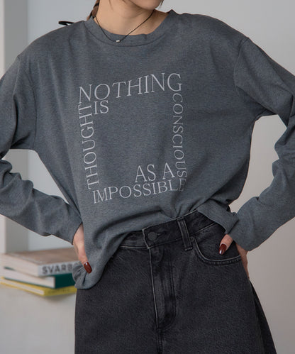 スクエアロゴプリントT/スーパーストレッチ 長袖ロンT