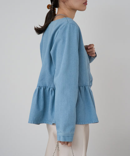 ペプラムデニムジャケット