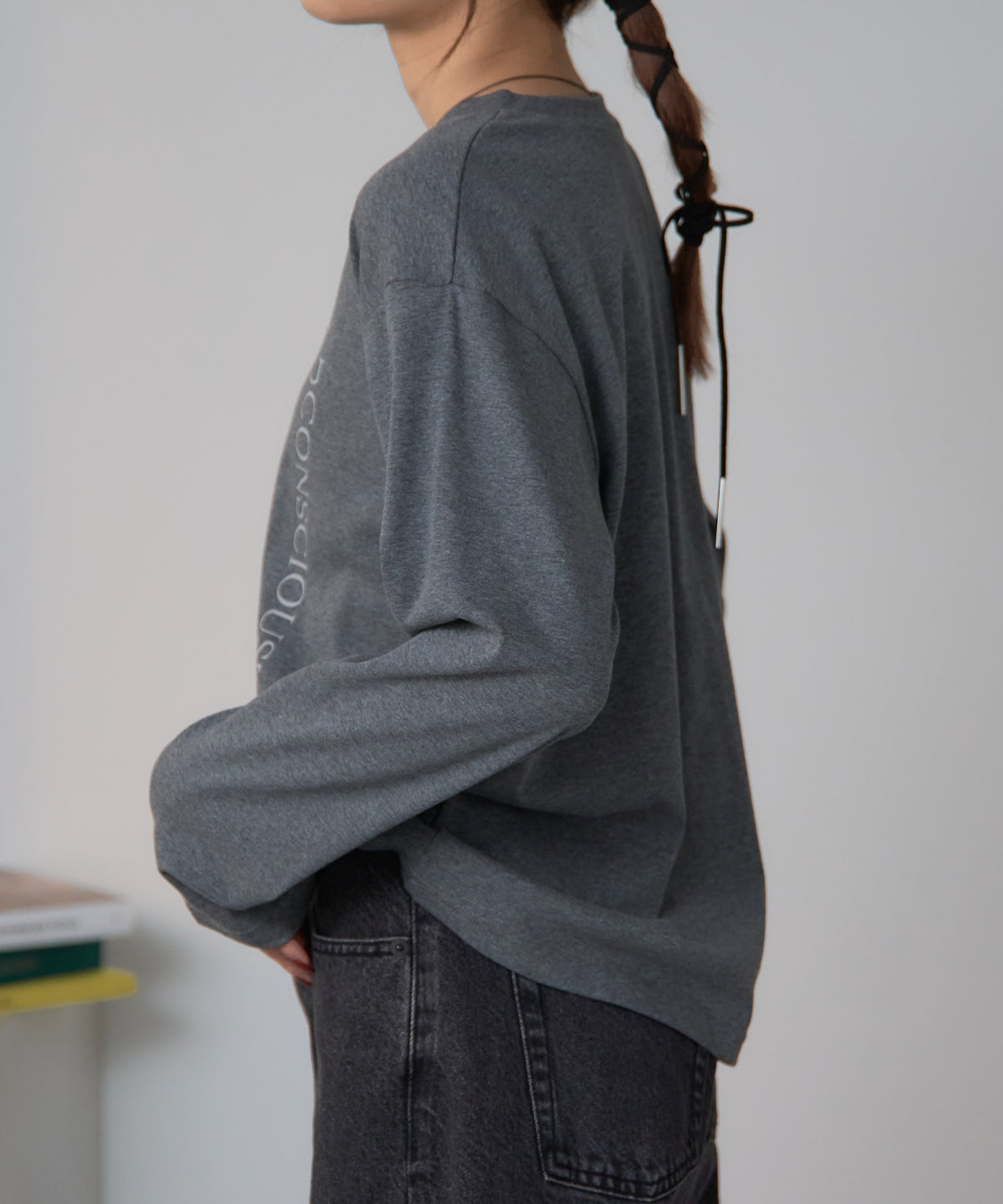 スクエアロゴプリントT/スーパーストレッチ 長袖ロンT